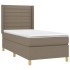 Cama box spring con colchón tela gris taupe 100x200