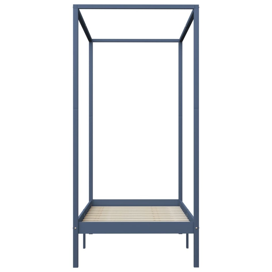 Estructura de cama con dosel madera maciza pino gris 90x200