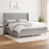Cama box spring con colchón tela gris claro 160x200