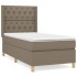 Cama box spring con colchón tela gris taupe 80x200