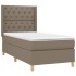 Cama box spring con colchón tela gris taupe 80x200