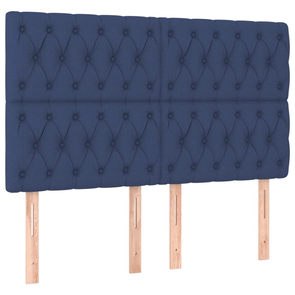 Cama box spring con colchón tela azul 140x190