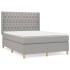 Cama box spring con colchón tela gris claro 140x190