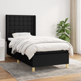 Cama box spring con colchón tela negro 80x200