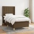 Cama box spring con colchón tela marrón oscuro 100x200