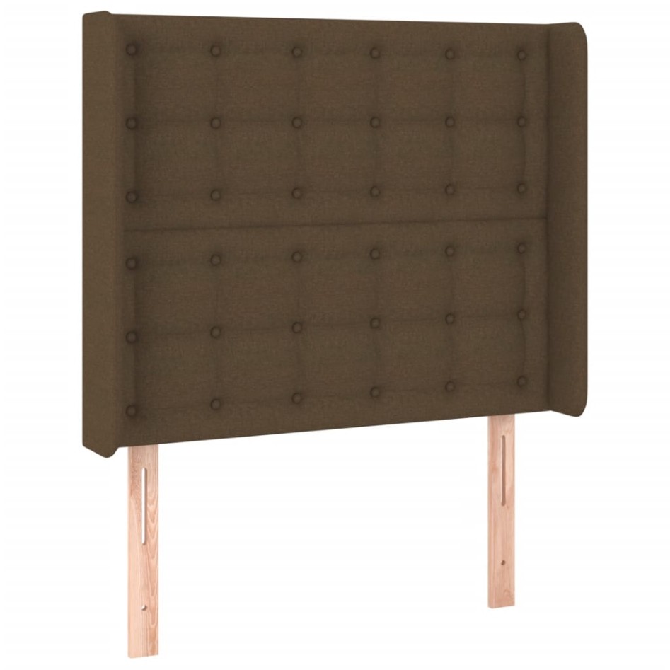 Cama box spring con colchón tela marrón oscuro 100x200