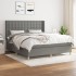 Cama box spring con colchón tela gris oscuro 160x200