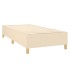 Cama box spring con colchón tela color crema 90x190