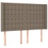 Cama box spring con colchón tela gris taupe 140x200