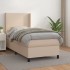 Cama box spring con colchón cuero sintético capuchino 90x200
