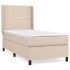 Cama box spring con colchón cuero sintético capuchino 90x200