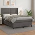 Cama box spring con colchón cuero sintético gris 140x190