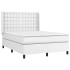 Cama box spring con colchón cuero sintético blanco