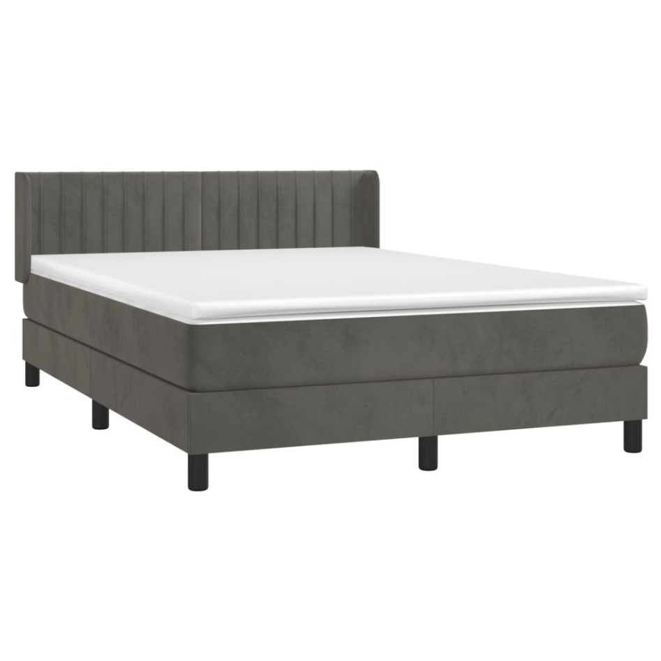 Cama box spring con colchón terciopelo gris oscuro 200x200