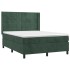 Cama box spring con colchón terciopelo verde oscuro 140x200