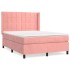 Cama box spring con colchón terciopelo rosa 140x200