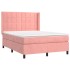 Cama box spring con colchón terciopelo rosa 140x200