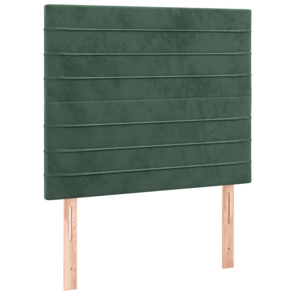 Cama box spring con colchón terciopelo verde oscuro 90x200