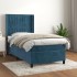 Cama box spring con colchón terciopelo azul oscuro 80x200
