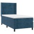 Cama box spring con colchón terciopelo azul oscuro 80x200