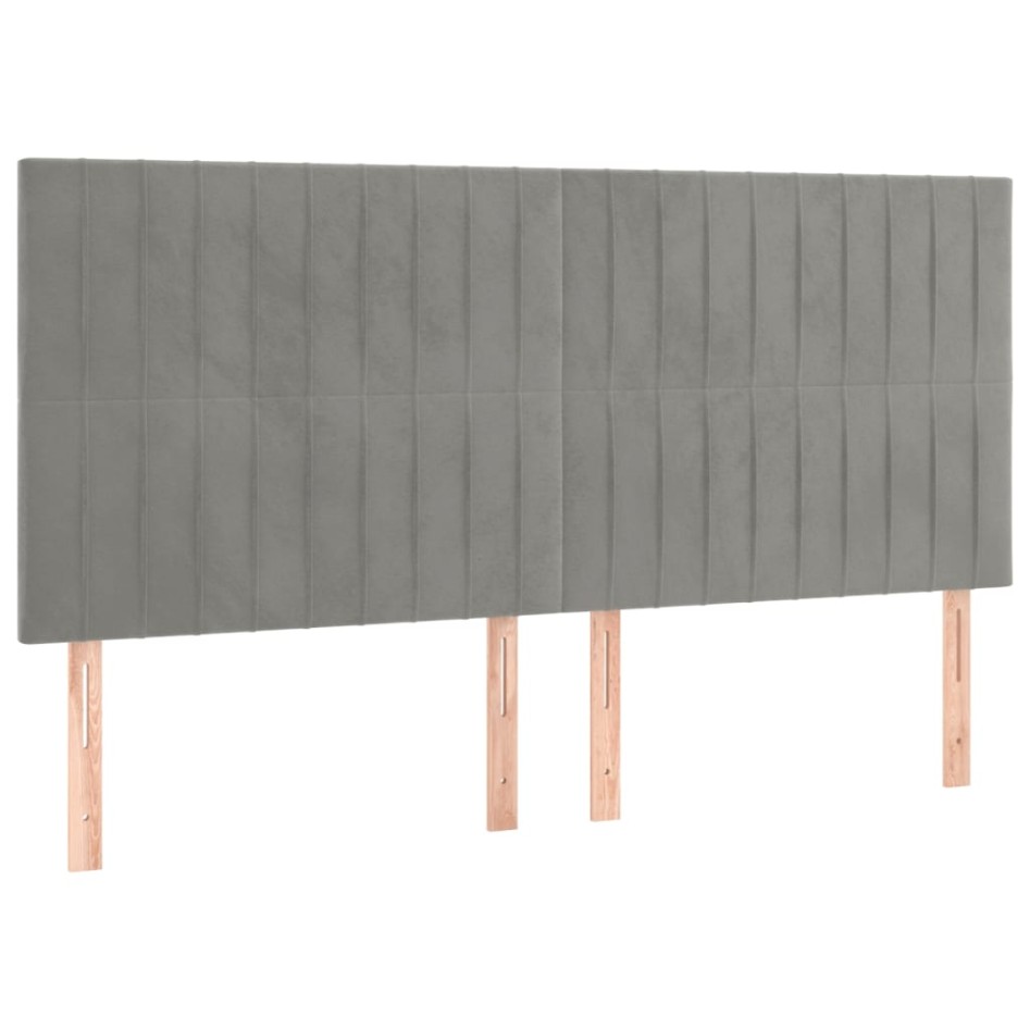 Cama box spring con colchón terciopelo gris claro 180x200
