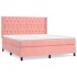 Cama box spring con colchón terciopelo rosa 160x200