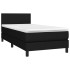 Cama box spring con colchón LED tela negro 100x200