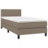 Cama box spring colchón y luces LED tela gris taupe 100x200