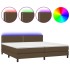 Cama box spring colchón luces LED tela marrón oscuro 200x200