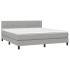 Cama box spring colchón y luces LED tela gris claro 180x200