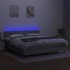 Cama box spring colchón y luces LED tela gris claro 180x200