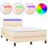 Cama box spring con colchón y LED tela crema 120x200