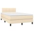 Cama box spring con colchón y LED tela crema 120x200