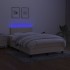 Cama box spring con colchón y LED tela crema 120x200