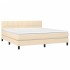 Cama box spring colchón y luces LED tela crema 180x200