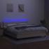 Cama box spring colchón y luces LED tela crema 180x200
