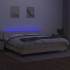 Cama box spring colchón y luces LED tela crema 200x200
