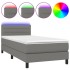 Cama box spring colchón y luces LED tela gris oscuro 100x200