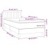 Cama box spring colchón y luces LED tela gris taupe 90x200
