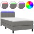 Cama box spring colchón y luces LED tela gris oscuro 100x200