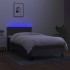 Cama box spring colchón y luces LED tela gris oscuro 100x200