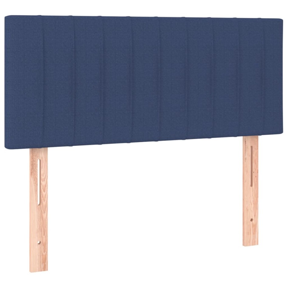Cama box spring con colchón y LED tela azul 120x200