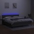 Cama box spring colchón y luces LED tela gris oscuro 160x200