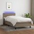 Cama box spring colchón y luces LED gris taupe 80x200