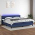 Cama box spring colchón y luces LED tela azul 200x200