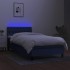 Cama box spring colchón y luces LED tela azul 100x200