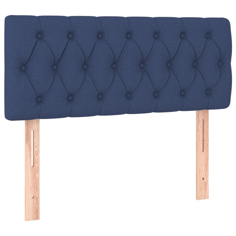 Cama box spring colchón y luces LED tela azul 100x200