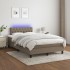 Cama box spring con colchón y LED tela gris taupe 120x200