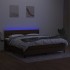 Cama box spring colchón luces LED tela marrón oscuro