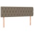 Cama box spring colchón y luces LED tela gris taupe 140x190